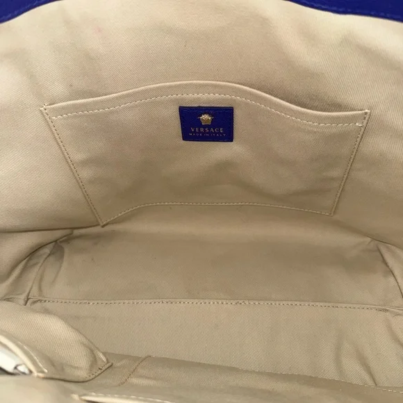 Versace Indigo Blue Medusa Leather Bag
